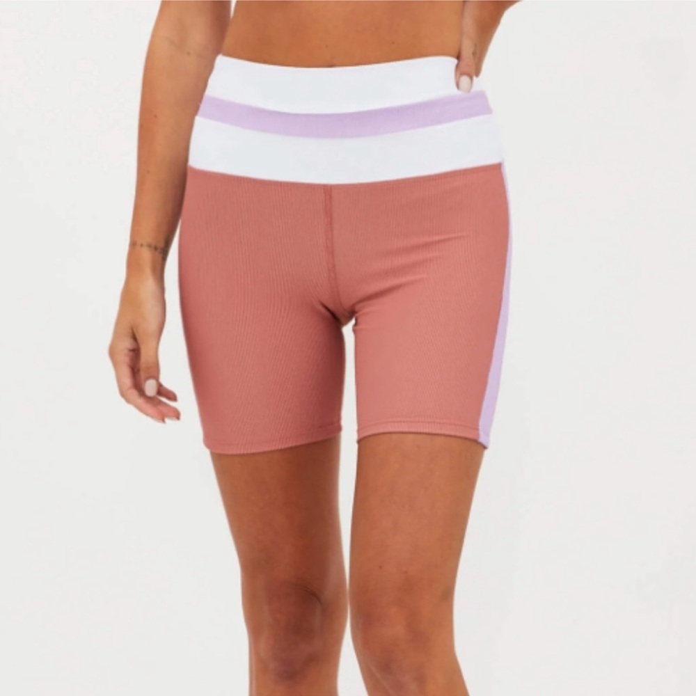 ♥️Cute! Beach Riot Ribbed Samantha - Oasis Colorblock Bike Shorts - XS, NWT
